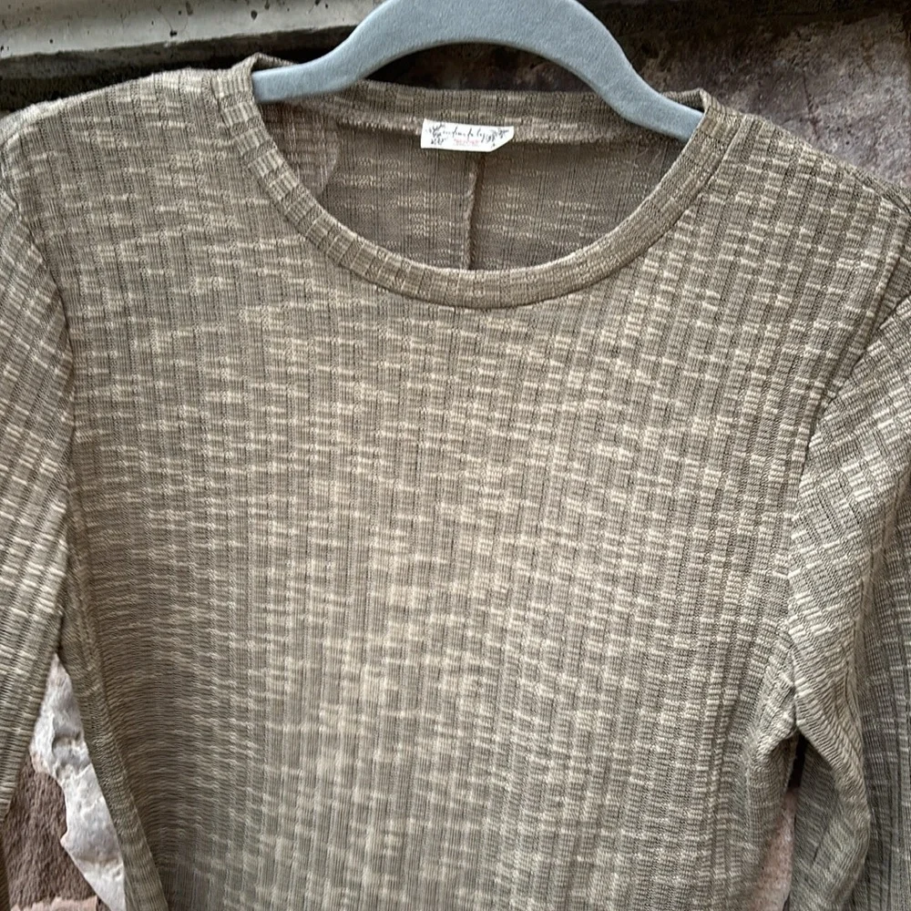 Intimately Free People Long Sleeve Top Olive Green Small Ribbed Casual - Picture 2 of 6